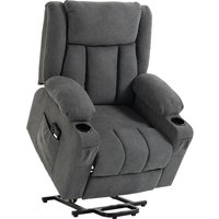 Dual Motor Recliner Chair 55° Electric Lift Chair Elderly Recliner Armchair Massage Heat Dark Grey