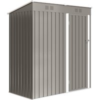 Outsunny 5 x 3 ft Lean-to Garden Shed, Outdoor Storage Shed with Lockable Door and Vents, Light Grey