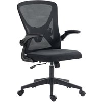 Vinsetto Mesh Office Chair Mesh with Flip-up Armrests, Lumbar Support, Swivel Wheels, Ergonomic Desk Chair, Black | Aosom Ireland