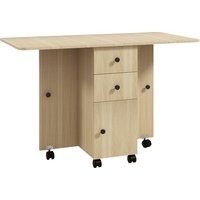 HOMCOM Six-Person Drop Leaf Dining Table, with Storage - Wood-Effect