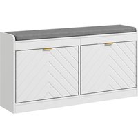 HOMCOM Shoe Storage with Seat, Upholstered Entryway Bench, Shoe Bench with 2 Flip Drawers and 2 Vents for 8 Pairs of Shoes