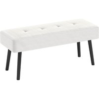 HOMCOM End of Bed Bench, Corduroy Bedroom Bench with Thick Padding and Steel Legs, Tufted Window Seat for Entryway, Living Room, Cream White | Aosom Ireland