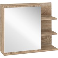 kleankin Spiegelschrank Badschrank Hängeschrank Badmöbel Wandschrank Mehrzweckschrank mit offener Fächern Spanplatte Glas Natur 60 x 18 x 50 cm Aosom