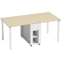HOMCOM Esstisch Klappbar, Küchentisch mit 2 Schubladen, 4 Ablagen für bis zu 6 Personen, Moderner Klapptisch mit Holzbeinen, Esszimmertisch für Esszimmer, Küche, 168,2 x 85 x 73 cm, Natur und Weiß Aosom