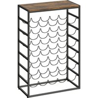 HOMCOM Weinregal für 30 Flaschen Flaschenregal freistehender Flaschenhalter Weinflaschenhalter aus Metall für Keller, Lagerraum, 59 x 30 x 88,5 cm Rustikal-Braun Aosom