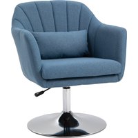 HOMCOM Swivel Linen Fabric Accent Chair for Living Room Contemporary Vanity Armchair with Adjustable Height Thick Cushion Lumbar Support Armrest for Bedroom Office Blue | Aosom Ireland