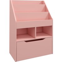 HOMCOM Kinder Bücherregal Kinderregal mit Schublade, 3 Ablagefächern und 2 offenen Fächern, Aufbewahrungsregal für Kinderzimmer, Spielzimmer, Rosa, 60 x 29,9 x 90 cm Aosom