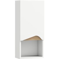 HOMCOM Badezimmerschrank Wandschrank Hängeschrank Badschrank mit Soft-Close-Tür, verstellbaren Ablagen und offenem Fach für Wohnzimmer Schlafzimmer 30 x 17 x 67 cm Weiß Aosom