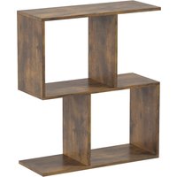HOMCOM Beistelltisch, Schmaler S-Form Couchtisch mit 3-Ebenen, Industrie-Design, Nachttisch für kleine Räume, Wohn- und Schlafzimmer, 50 x 19,5 x 58 cm, Rustikal-Braun Aosom
