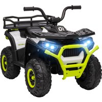 AIYAPLAY 12V Kids Electric Ride on ATV, Battery Powered Quad Bike w/ Spring Suspension, Forward Backward, Storage Basket - Green