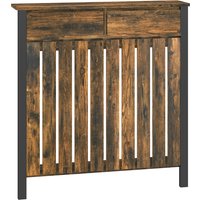 HOMCOM 93 x 88.5cm Rustic-Look Radiator Cover - Brown/Black Aosom UK