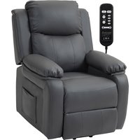 HOMCOM Riser and Recliner Chair with Vibration Massage, PU Leather Power Lift Chair for Elderly, Dark Grey