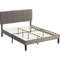 Double Bed Frame Velvet Feel Headboard