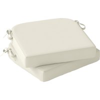 Outsunny Outdoor Chair Seat Cushions Set of 2, Garden Chair Cushions with 7cm Thick Foam & Ties, Cream White