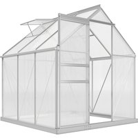 Outsunny 6x6 ft Walk-In Polycarbonate Greenhouse, Durable Aluminium Garden Green House with Adjustable Roof Vent, UV Protection & Galvanised Base for Year-Round Growing Aosom UK