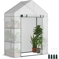 Outsunny Greenhouse for Outdoor, Portable Gardening Plant Grow House w/ 2 Tier Shelf, Roll-Up Zippered Door, PE Cover, 143x73x195cm, Green Aosom UK