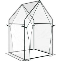 Outsunny Mini Greenhouse, Garden Tomato Growhouse with 2 Zipped Doors, Portable Indoor Outdoor Green House, 90 x 90 x 145cm, Clear | Aosom Ireland
