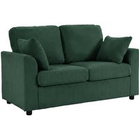 HOMCOM 2 Seater Sofa, Corduroy Small Couch with Spring Cushion, Wide and Deep Seat, Dark Green