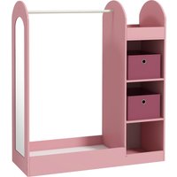 AIYAPLAY Appendiabiti per Bambini con Ripiani, Scatole e Specchio in Legno, Rosa
