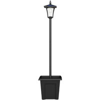 Outsunny Garden Solar Lamp Post Light, Waterproof LED Solar Light Post with Planter, Black
