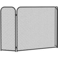 HOMCOM Grade de proteção para lareira dobrável de 3 peças com design geométrico e proteção contra faíscas, metal resistente ao calor, Preto Aosom Po