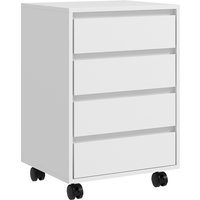 HOMCOM Four-Drawer Office Filing Cabinet, with Wheels - White