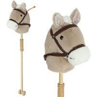 AIYAPLAY Hobby Horse Steckenpferd mit Sound, Rolle, Holzstock, Hobby Horsing aus Polyester für Kinder 24+ Monate, Stockpferd & Rollenspiel Aosom