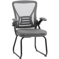 Office Chair Ergonomic Desk Chair No Wheels Mesh Backrest Steel Legs Home Conference Room Dark Grey