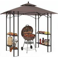 Outsunny 2.5 x 1.5m BBQ Tent Canopy Patio Outdoor Awning Gazebo Party Sun Shelter - Coffee