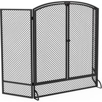 HOMCOM Proteção para Lareira Dobrável em Metal com 3 Painéis e Porta Dupla para Casa 122x75 cm Preto Aosom Portugal
