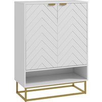 HOMCOM Shoe Storage Cabinet, Modern Shoe Cupboard with Open Shelf, Adjustable Shelf, 6 Vents, Shoe Rack for 12 Pairs of Shoes