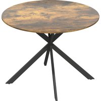 HOMCOM Runder Esstisch für 4 Personen, Ø100 cm Küchentisch im Industriestil mit Stahlbeinen, für Esszimmer, Küche, Homeoffice, Rustikal-Braun Aosom
