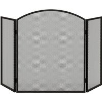 HOMCOM Frente para Lareira de 3 Painéis Protetor para Lareira Dobrável com Estrutura de Aço 96x62 cm Preto Aosom Portugal