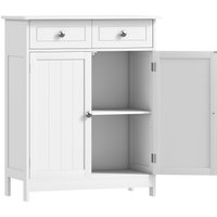 kleankin 75x60cm Freestanding Bathroom Storage Cabinet Unit w/ 2 Drawers Cupboard Adjustable Shelf Metal Handles Traditional Style White | Aosom Ireland