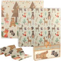 AIYAPLAY Tapete de Atividades para Bebé Dobrável e Reversível 196x176 cm Tapete de Brincar para Bebé XPE Dupla Face Impermeável Multicolor Aosom Por
