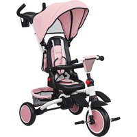 AIYAPLAY 6 in 1 Foldable Kids Trike with Adjustable Parent Handle & Canopy for Ages 1-5, Pink
