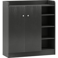 HOMCOM Shoe Storage Cabinet with Adjustable Shelves - Black