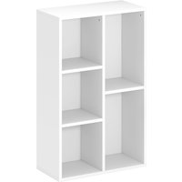 HOMCOM 2-Tier Bookshelf with 5 Compartments - White