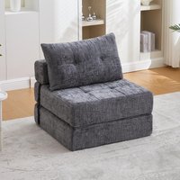 Cozy Convertible Floor Sofa Bed Button Tufted Detailing Chenille Folding Sleeper Couch Living Room x 79W x cm Aosom UK
