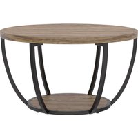HOMCOM Couchtisch, Runder Wohnzimmertisch mit Stauraum, 2 Ebenen, 35 mm starke Platte, Sofatisch für Wohnzimmer, 80 x 80 x 43,8 cm Braun Aosom