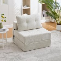 Cozy Convertible Floor Sofa Bed Button Tufted Detailing Chenille Folding Sleeper Couch Living Room x 79W x cm Aosom UK