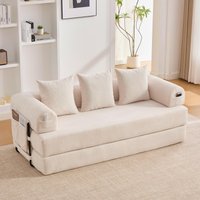 Cozy Compressible Folding Sofa Detachable Metal Frame Soft Modular Sectional Couch Small Apartment x 33W x cm Aosom UK