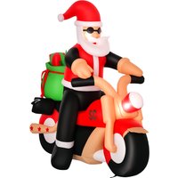 HOMCOM 5.5ft Christmas Inflatable Santa Claus Riding a Motorcycle Blow Up Decoration Xmas Décor for Garden