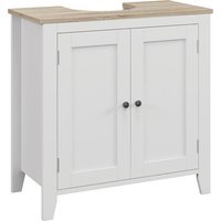 kleankin Waschbeckenunterschrank Badezimmerschrank 60 x 30 x 60 cm mit verstellbarem Regal in Weiß und Natur Aosom.de