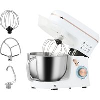 HOMCOM 5L Food Mixer for Baking, 6 Speeds and Pulse Setting, 1400W Cake Electric Kitchen Mixer with Dough Hook, Whisk, Stainless Steel Bowl, White