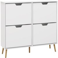 HOMCOM Shoe Storage Cabinet: 4 Flip Drawers, Accommodates 16 Pairs, Space-Saving, White Aosom UK