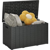 Outsunny 336L Extra Large Garden Storage Box, Water-Resistant Heavy-Duty Plastic Patio Cushion Chest with Wheels & Handles, Black Aosom UK