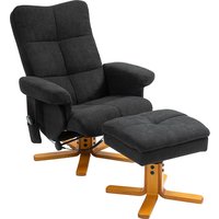 HOMCOM Relaxsessel mit Fußhocker, Stauraum, Elektrischer Massagesessel mit Liegefunktion, Drehbarer Fernsehsessel mit Seitentasche, Fernbedienung, Holzrahmen, Polyester, Schwarz Aosom