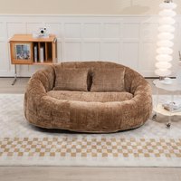 Cozy Oversized Bean Bag Sofa with 2 Matching Pillows, Soft 2-Seat Sectional Couch for Living Room and Bedroom, 145L x 95W x 63H cm, Coffee Aosom UK