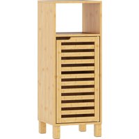 HOMCOM Badezimmerschrank Badschrank schmal mit verstellbaren Regalen, offenem Fach, Toilettenschrank Beistellschrank Aufbewahrungsschrank für Badezimmer, kleine Räume, 30 x 30 x 80 cm, Naturholz Aosom